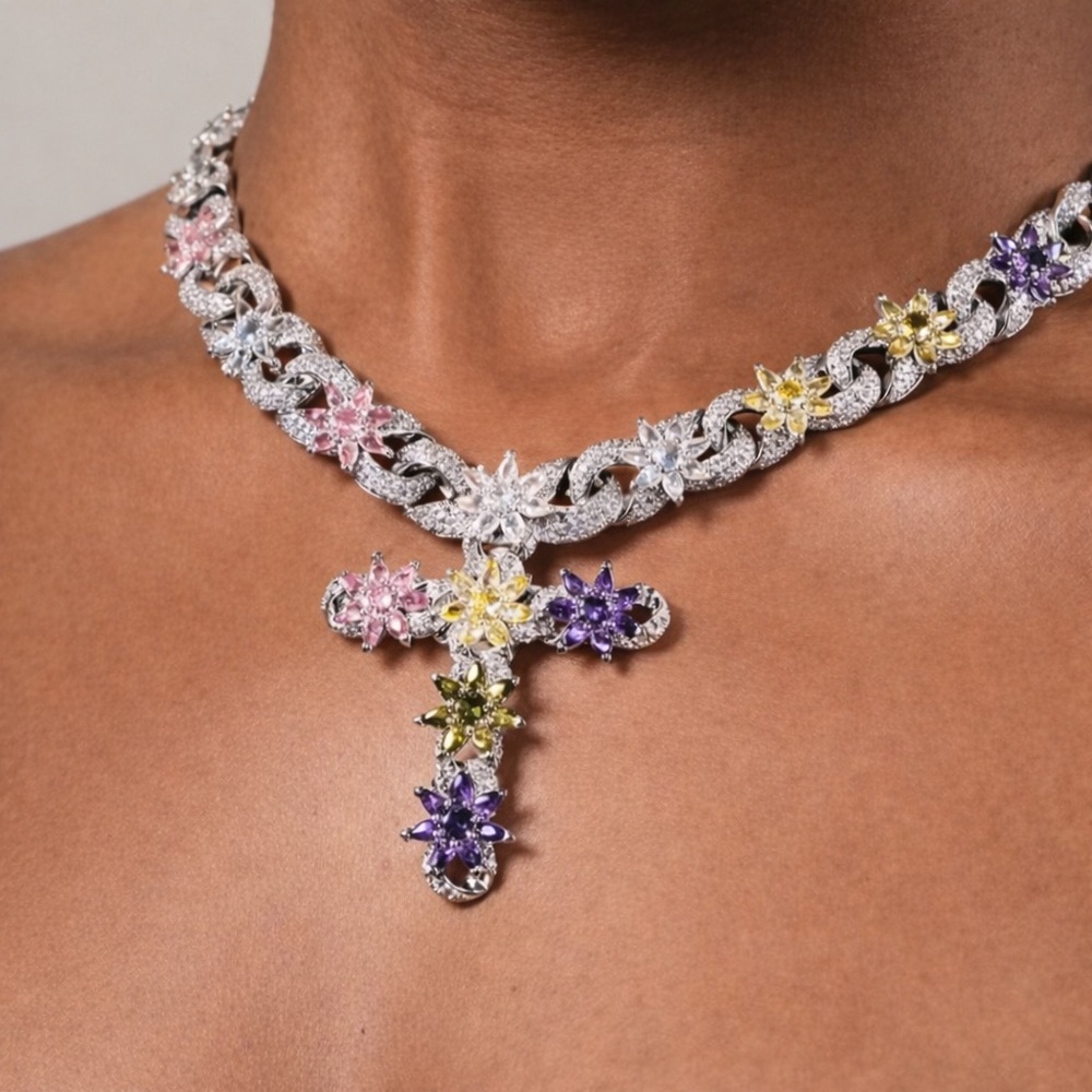 Multi-Color Floral Necklace 18inch